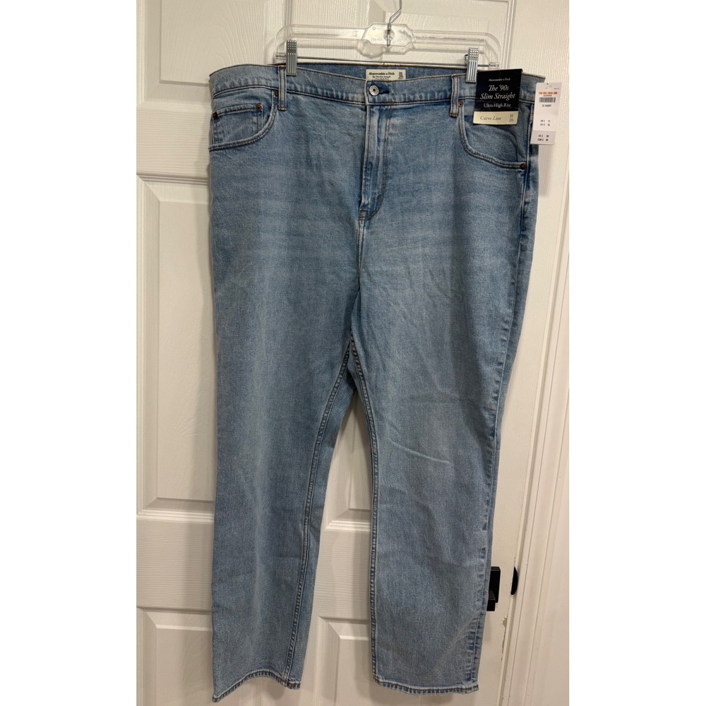 Abercrombie & Fitch Curve Love 90s Slim Straight Ultra High Rise Jeans 35 20S